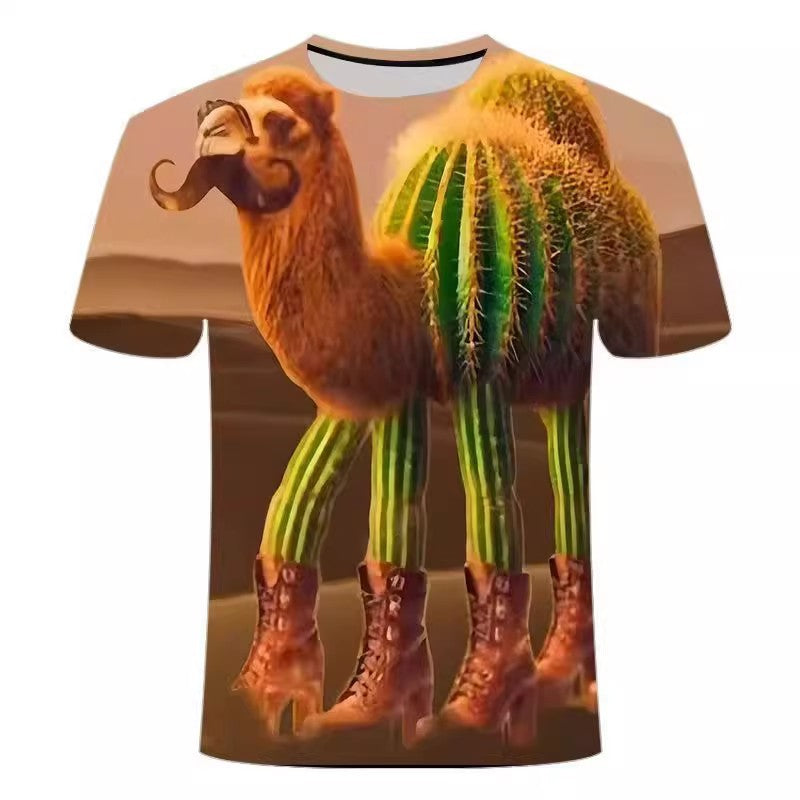 Tob Tobi Tob Tob Tobi Tob camel cactus digital all-over 3D-effect print T-shirt