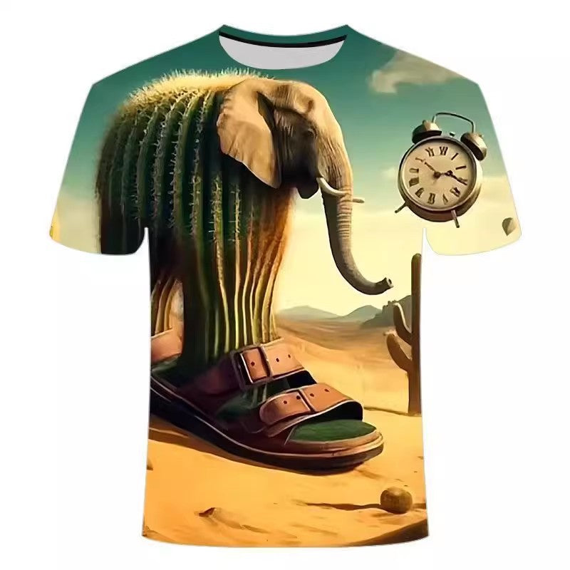 Lirili Larila cactus elephant digital all-over 3D-effect print T-shirt