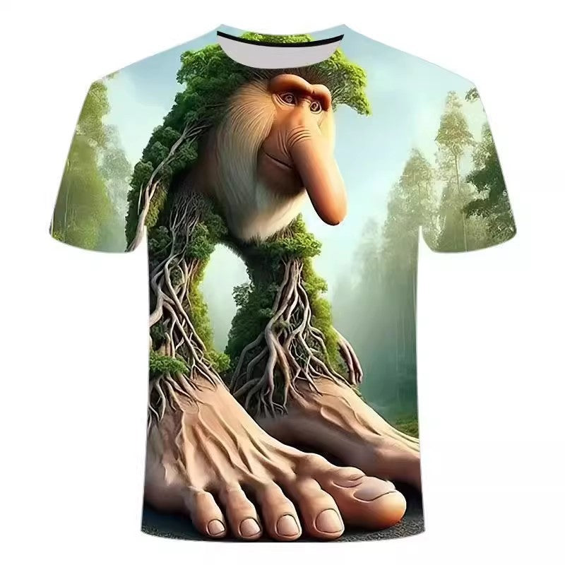 Brr Brr Patapim forest monkey digital all-over 3D-effect print T-shirt