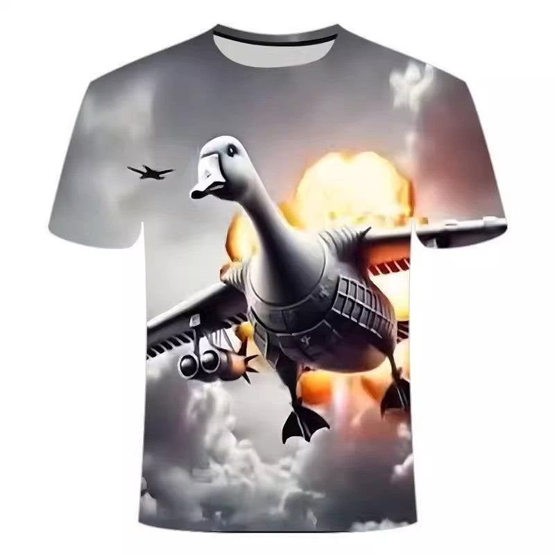 Bombombini Gusini fighter goose fused with a jet digital all-over 3D-effect print T-shirt