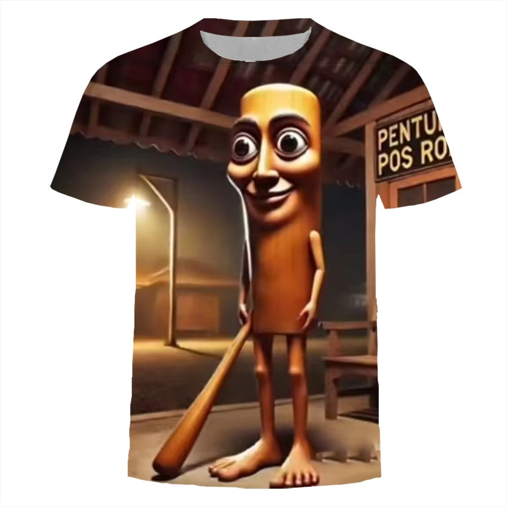 Tung Tung Tung Sahur wooden baseball-bat character digital all-over 3D-effect print T-shirt