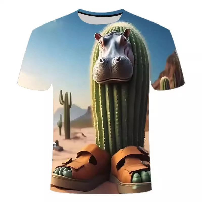 Il Cacto Hipopotamo cactus hippo digital all-over 3D-effect print T-shirt